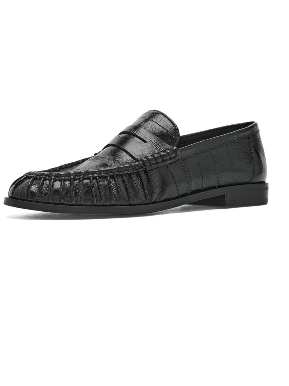 Steve Madden Black Leather Slip-On Moccasin Loafers